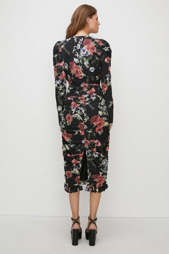 Oasis Floral All Over Ruched Midi Dress 3