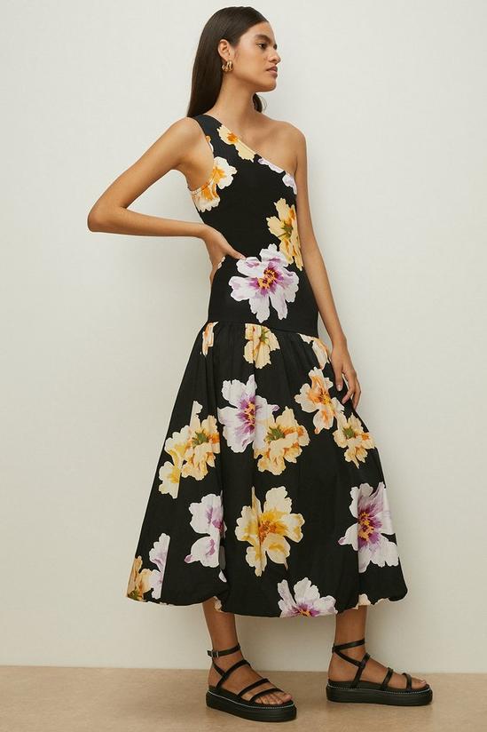 Oasis Floral Woven Mix One Shoulder Midi Dress 1