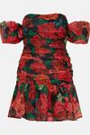 Oasis Rose Floral Ruched Mini Dress thumbnail 4