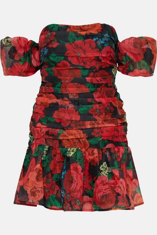 Oasis Rose Floral Ruched Mini Dress 4