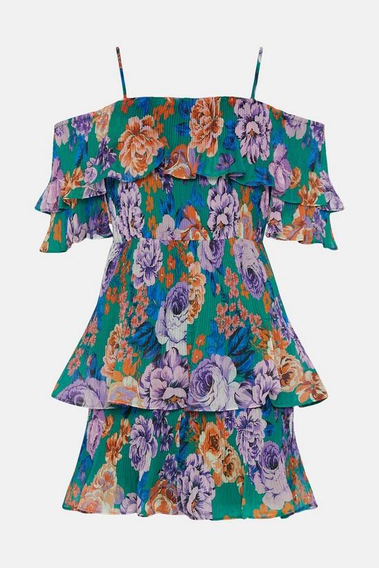 Oasis Bright Floral Pleated Ruffle Mini Dress 4