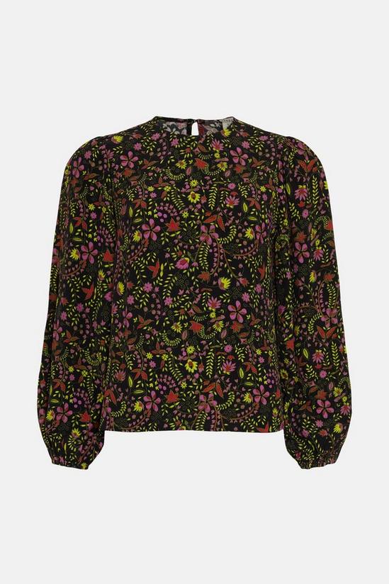 Oasis Paisley Floral Shirred Cuff Top 4