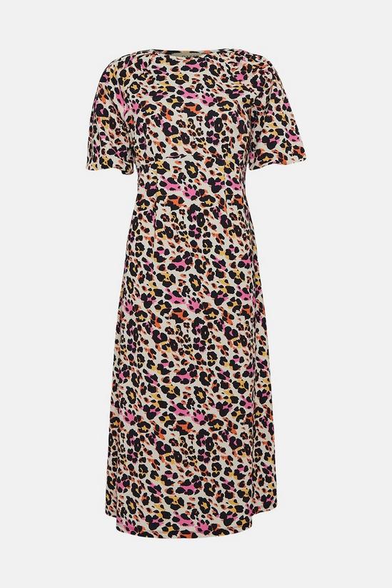Oasis Animal Crinkle Puff Sleeve Midi Dress 4