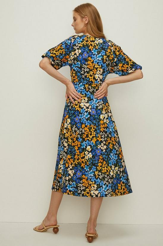 Oasis Floral Crinkle Puff Sleeve Midi Dress 3