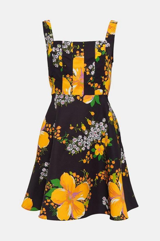 Oasis Large Floral Bodice Pleat Mini Dress 4