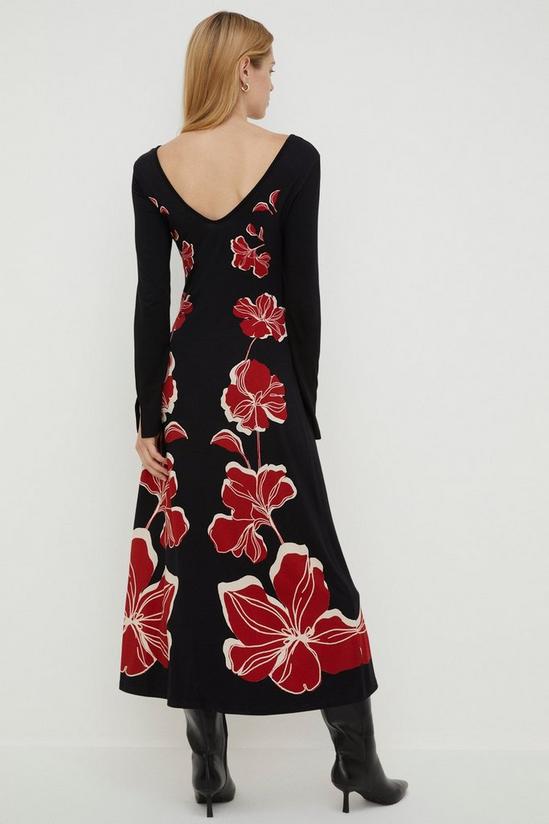 Oasis Placement Floral Keyhole Midi Dress 3