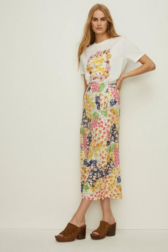 Oasis Slinky Jersey Floral Midi Skirt 1