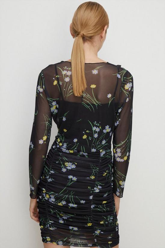Oasis Floral Overlock Detail Mesh Mini Dress 3