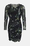 Oasis Floral Overlock Detail Mesh Mini Dress thumbnail 4