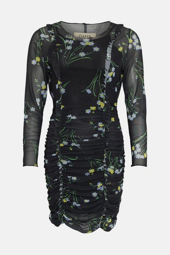 Oasis Floral Overlock Detail Mesh Mini Dress 4