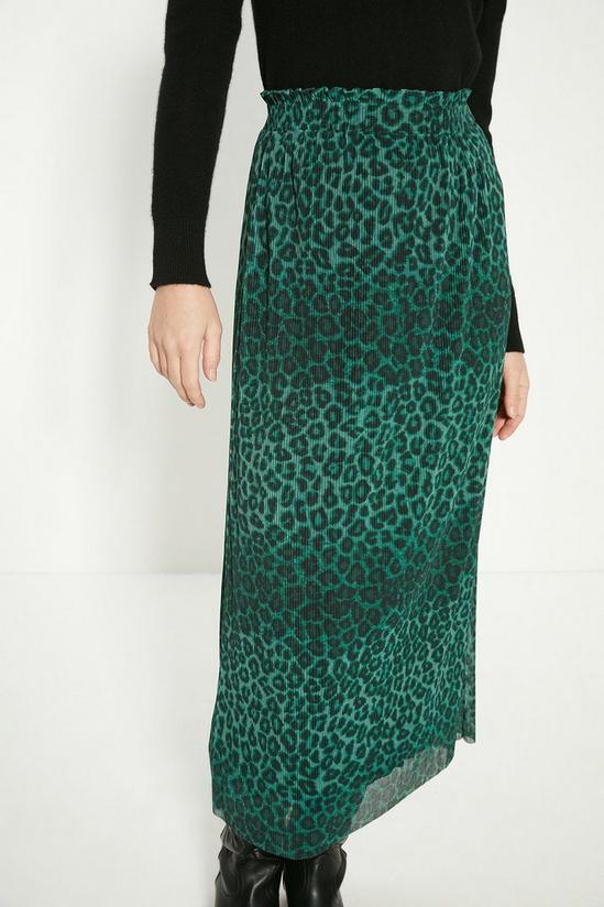 Oasis Leopard Plisse Midi Skirt 2