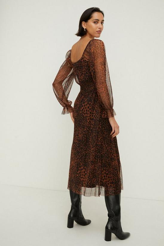 Oasis Leopard Plisse Scoop Neck Midi Dress 3