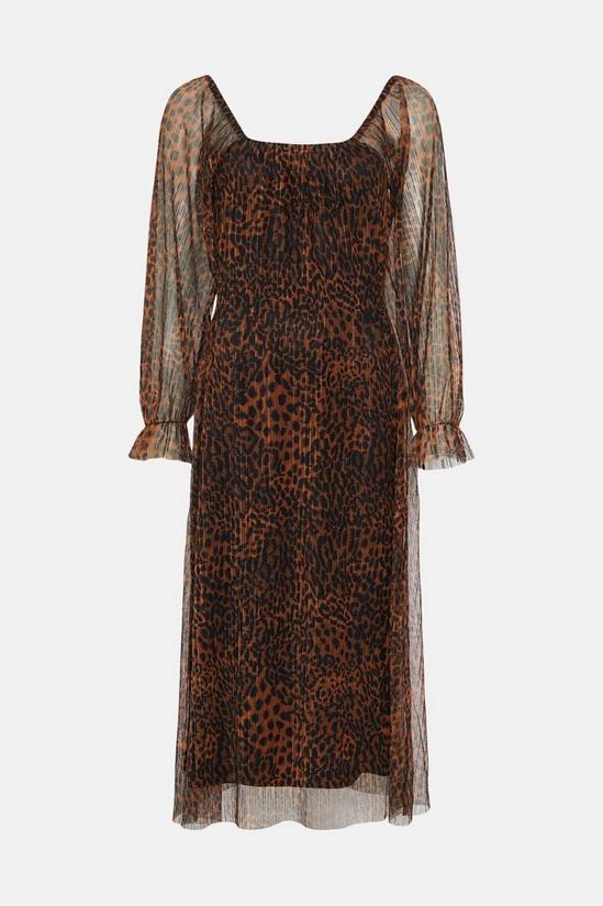 Oasis Leopard Plisse Scoop Neck Midi Dress 4