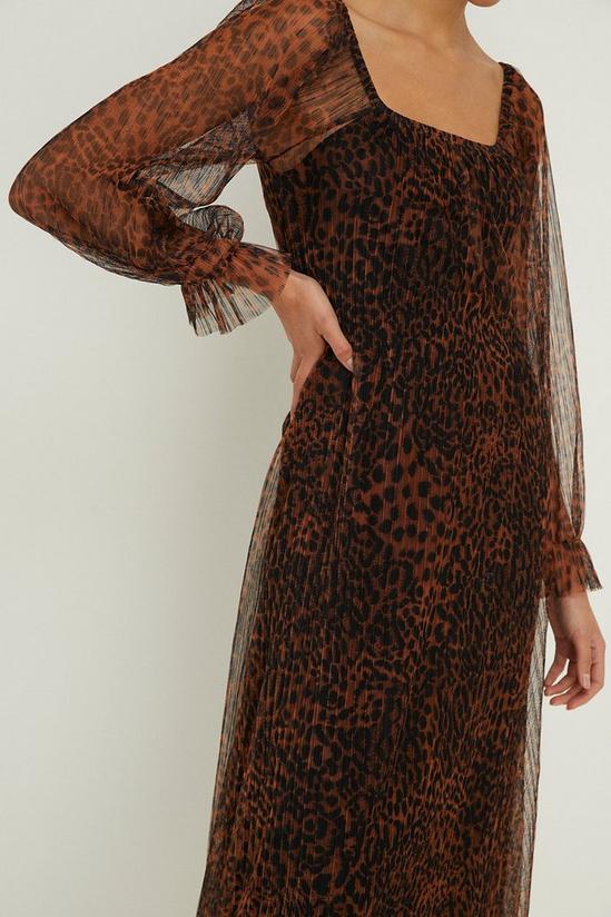 Oasis Leopard Plisse Scoop Neck Midi Dress 5