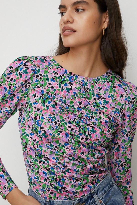 Oasis Floral Crinkle Gathered Front Detail Top 2
