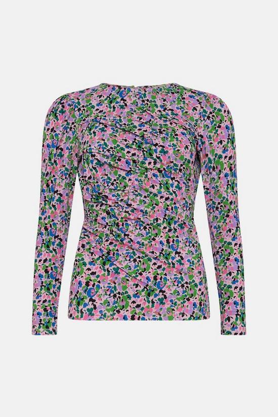 Oasis Floral Crinkle Gathered Front Detail Top 4