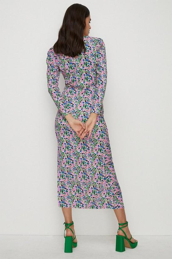 Oasis Floral Crinkle Gathered Front Detail Midi Dress 3