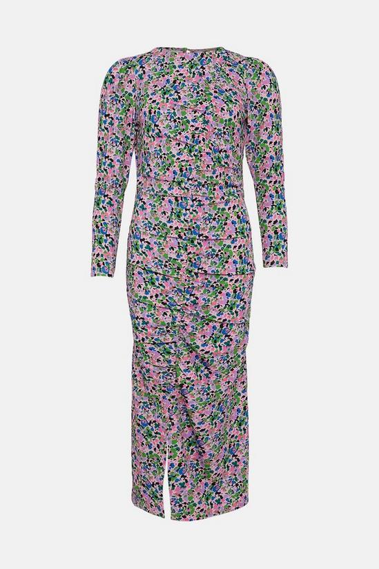 Oasis Floral Crinkle Gathered Front Detail Midi Dress 4