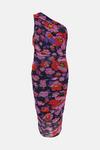 Oasis Floral Mesh One Shoulder Ruched Midi Dress thumbnail 4