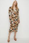 Oasis Petite Bold Floral All Over Ruched Midi Dress thumbnail 1