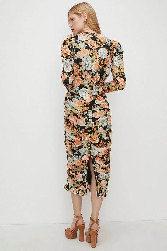 Oasis Petite Bold Floral All Over Ruched Midi Dress 3