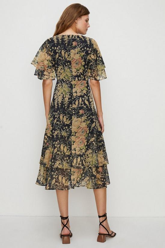 Oasis Crinkle Chiffon Vintage Floral Midi Dress 3