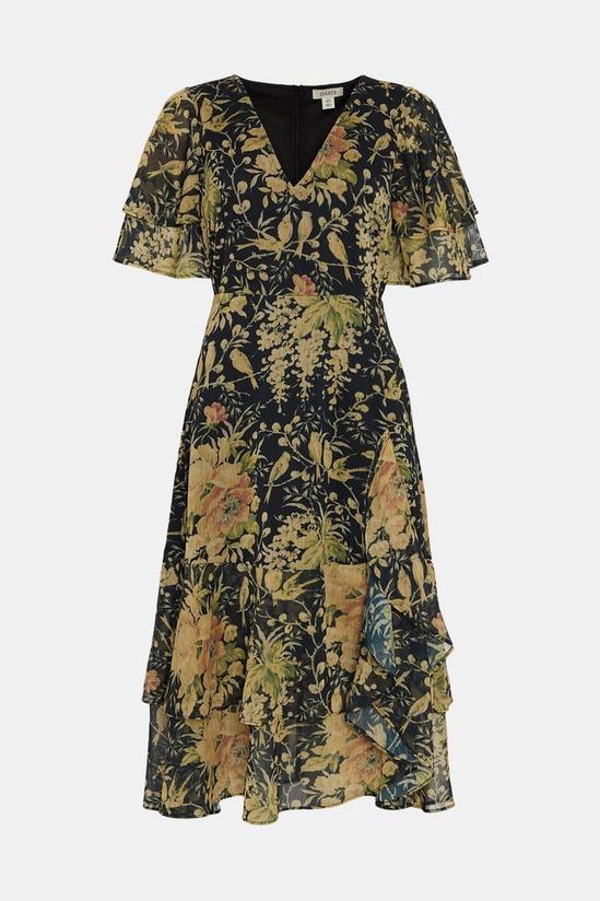 Oasis Crinkle Chiffon Vintage Floral Midi Dress 4