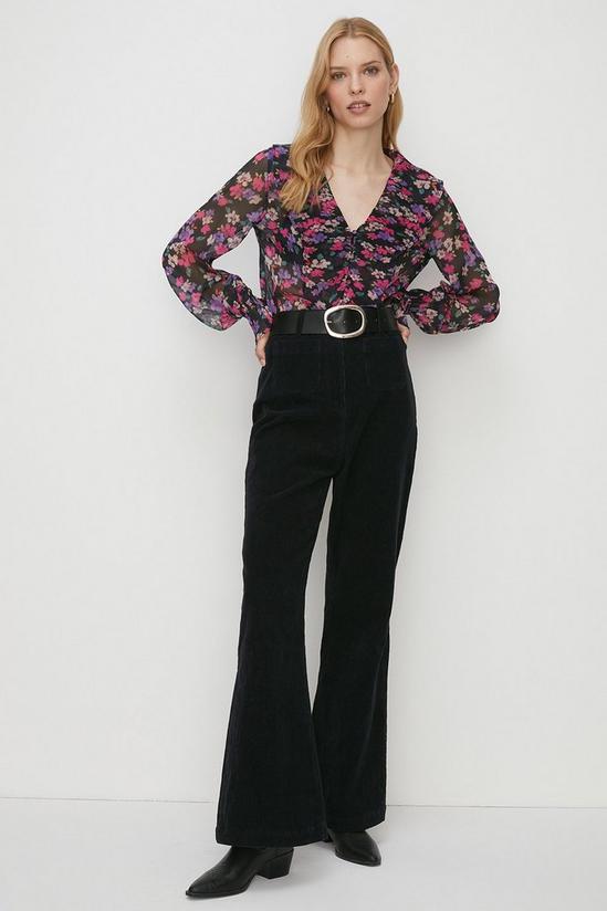Oasis Pleated V Neck Floral Blouse 1