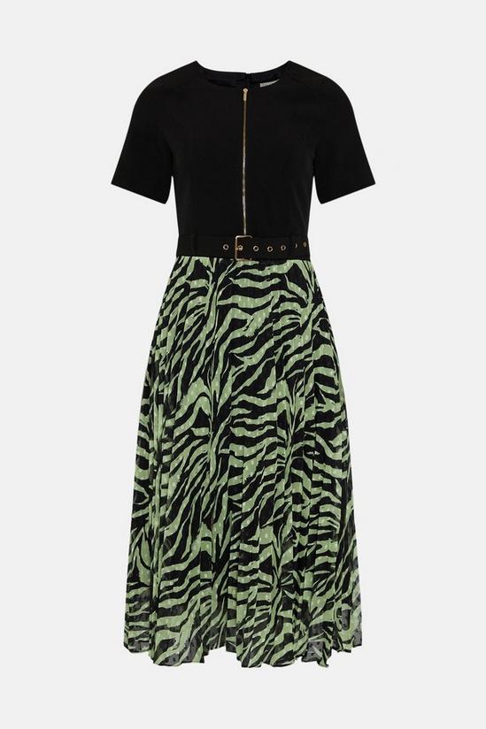 Oasis Petite Zip Through Zebra Pleated Dress 4