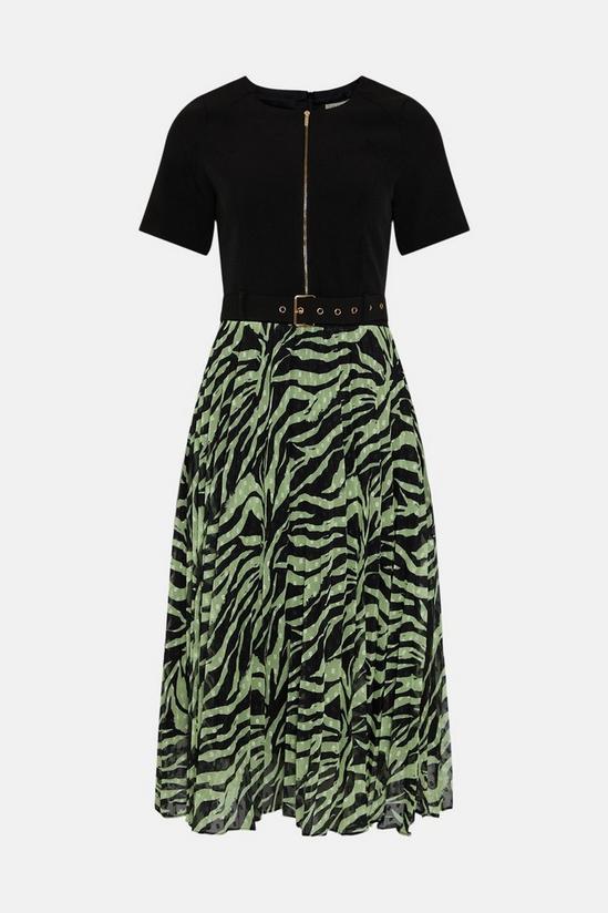 Oasis Zip Through Zebra Print Pleated Dress 4