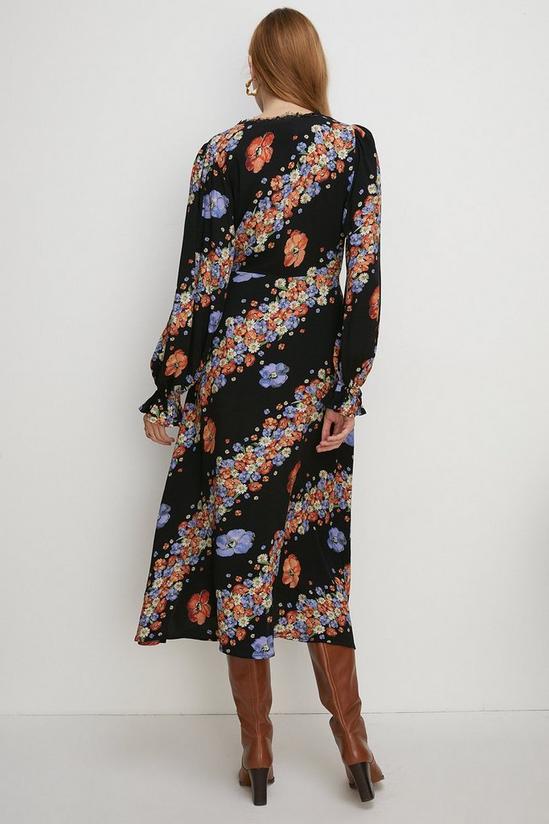 Oasis Lace Trim V Neck Diagonal Floral Midi Dress 3