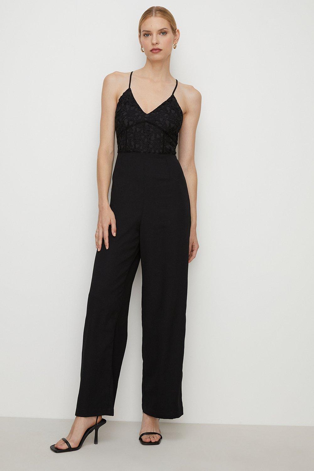 Oasis floral hot sale lace back jumpsuit