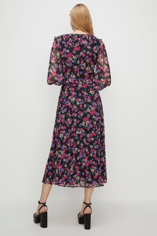 Oasis Petite Pleated V Neck Floral Midi Dress 3