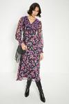 Oasis Pleated V Neck Floral Midi Dress thumbnail 1