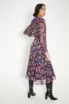 Oasis Pleated V Neck Floral Midi Dress thumbnail 3
