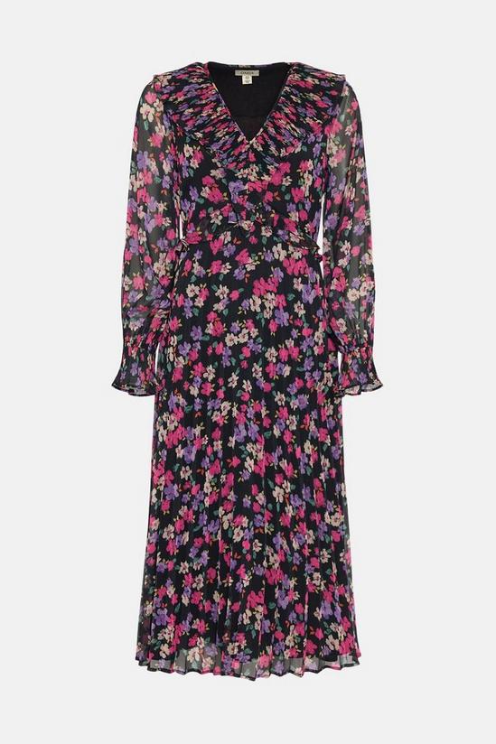 Oasis Pleated V Neck Floral Midi Dress 4