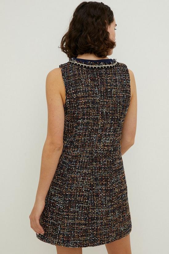Oasis Tweed Trimmed Button Through Mini Dress 3