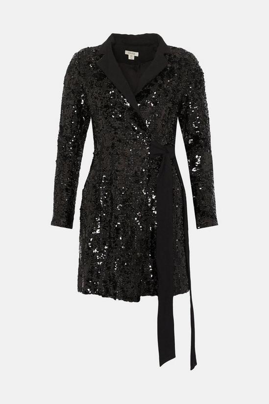 Oasis Sequin Tweed Belted Tuxedo Dress 4