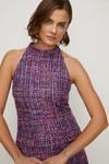 Oasis Purple Sequin Tweed Halter Mini Dress thumbnail 2
