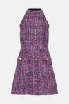 Oasis Purple Sequin Tweed Halter Mini Dress thumbnail 4