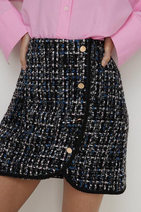 Oasis Tweed Wrap Over Button Detail Mini Skirt 2