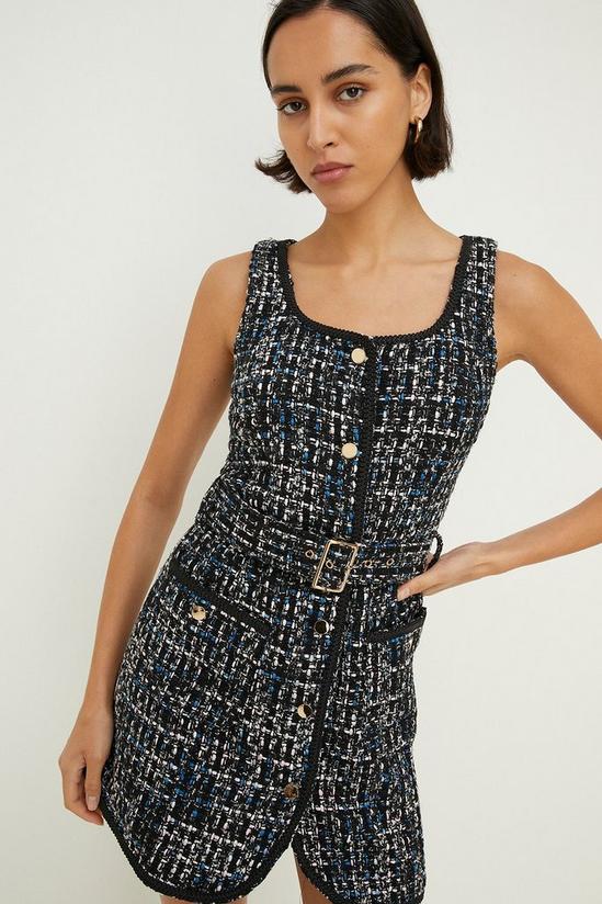Oasis Tweed Button Through Belted Mini Dress 1
