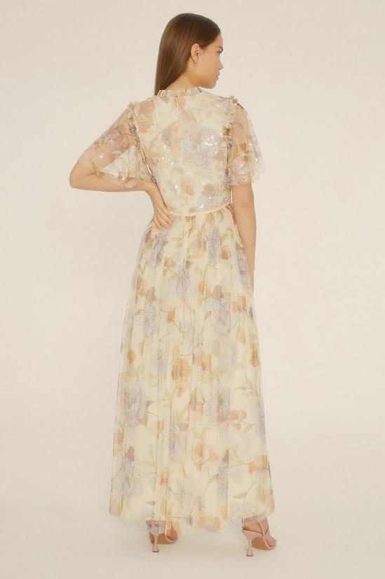 Oasis Pastel Floral Sequin Mesh Maxi Dress 3