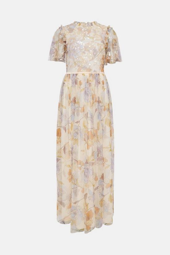 Oasis Pastel Floral Sequin Mesh Maxi Dress 4