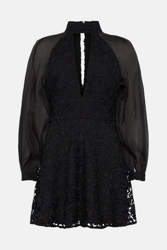 Oasis Premium Lace Cut Out Organza Sleeve Skater Dress 4