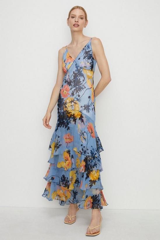 Oasis Floral Strappy Bias Ruffle Midi Dress 2