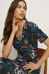 Oasis Petite Floral Ruched Sleeve Midi Dress thumbnail 2