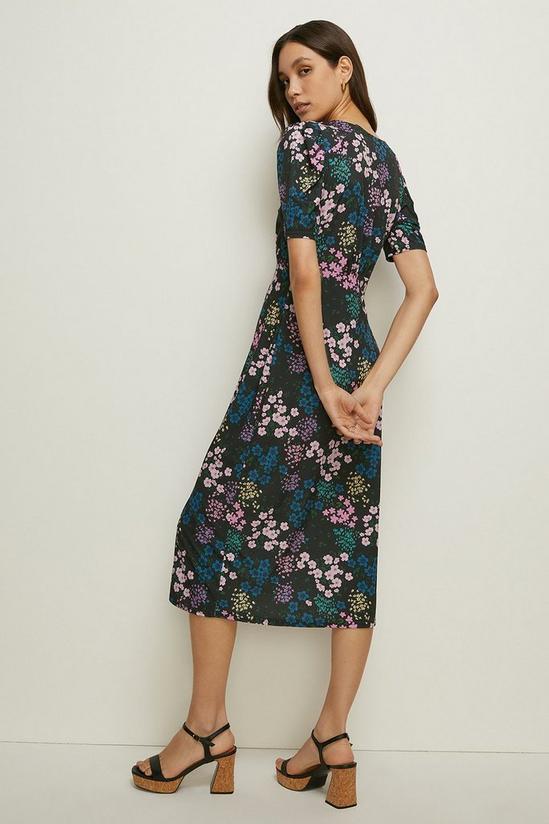 Oasis Petite Floral Ruched Sleeve Midi Dress 3