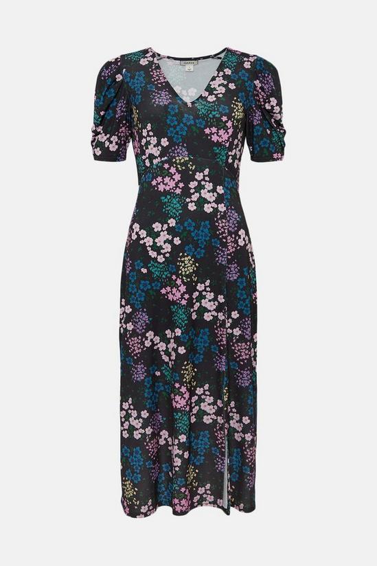 Oasis Petite Floral Ruched Sleeve Midi Dress 4