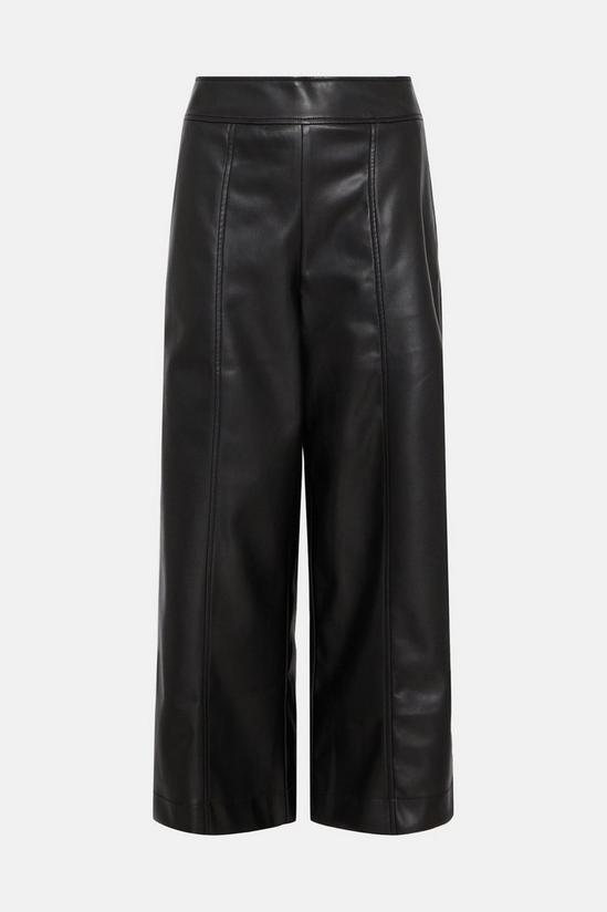 Oasis Petite Faux Leather Wide Leg Trouser 4